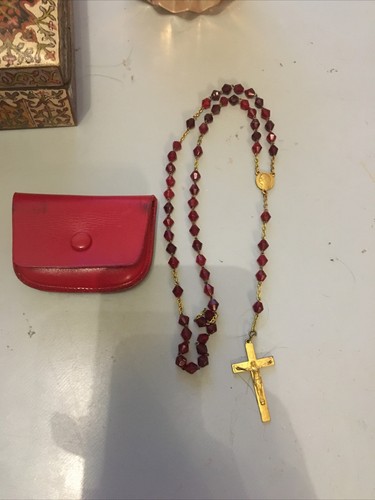Ancien chapelet perle rouge - ancien,