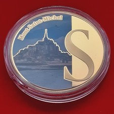 Médaille S - Mont Saint Michel - dorure à l'or fin 24 carats Belle épreuve neuve