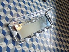 VESTIAIRE MURAL PORTEMANTEAU-6 patère aluminium-MIROIR-DESIGN 40-50-60-étagère