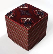Pouf Oriental En Laine Fait
