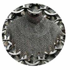 Cotte de maille médiévale Aventail 6 mm ronde rivetée avec rondelle plate...
