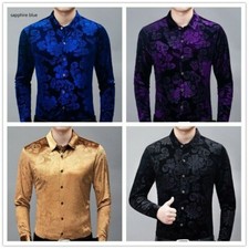 Hommes Velours Chemise Floral