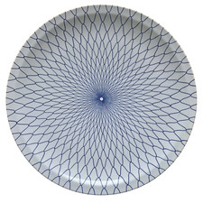 Grand plateau rond japonais vintage melamine Japon Threeline Yamato Plastics