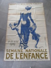 CAPPIELLO RARE ET GRANDE AFFICHE 1939 SEMAINE DE L'ENFANCE LITHOGRAPHIE ORIGINAL