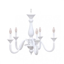 Lustre Classique En Bois Blanc Shabby Chic 5 Lumières Esse 817/5