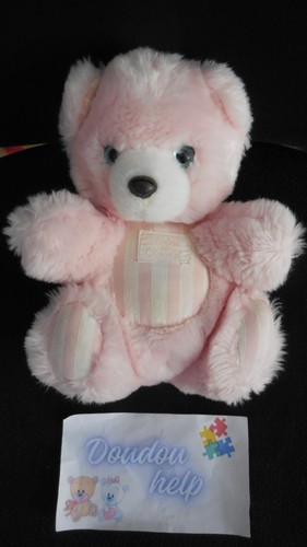 Doudou peluche ours rose - doudou,