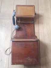 ANCIEN TÉLÉPHONE À BOITE MURALE AVEC MANIVELLE P.T.T