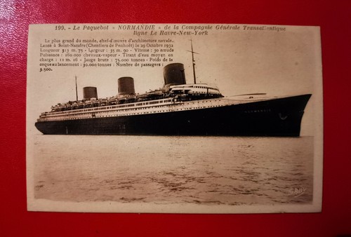 Cpa paquebot normandie - le,
