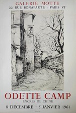 Odette Camp Affiche Expo Litho 1961 Galerie Motte Imprimerie Mourlot Exhibition 