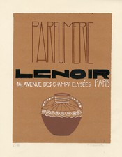 "PARFUMERIE LENOIR PARIS" Maquette gouache originale P. CHOMETTE 1940