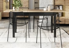 Table À Manger Quant Table De Cuisine 146-186x84cm Chêne Artisan Noir MDF