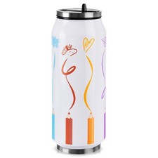 Gourde Thermos Inox 500ml Style Canette Paille Isolation Longue Durée