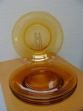 Assiettes dessert verre ambré