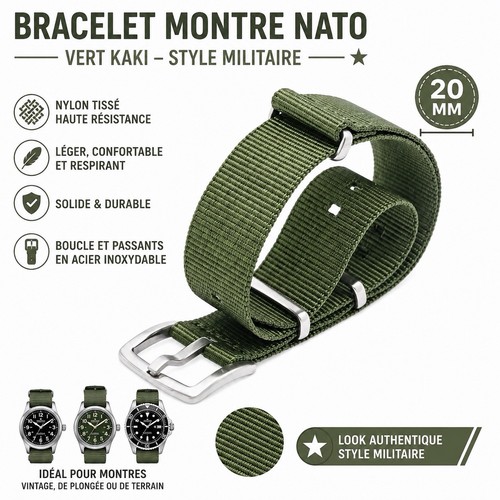 Bracelet montre nato - montre, vert