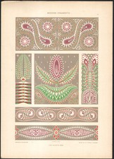 1900 Lithographie Ornementation moderne Plantes Fleurs Valentin Mink Art nouveau