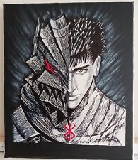 Tableau de Guts du manga Berserk, réalisé à la main acryllique/marqueur, 30x25cm