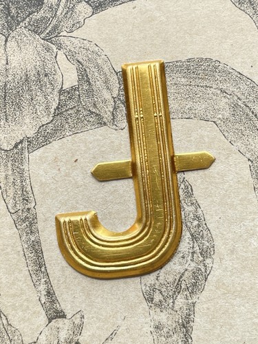 Ancienne lettre métal doré - lettre, j