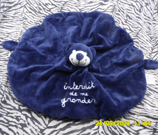 ?DOUDOU INTERDIT DE ME GRONDER OURS BLEU MARINE OVALE...33/40CM NEUF