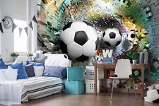 Non Tissé Football Papier Peint 312x219cm Enfants Chambre Puzzle 3D Vert