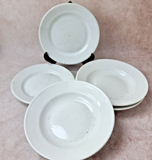 Lot 5 Assiettes Anciennes Blanches Épaisse – 3 Creuses + 2 Plates – L.T. France