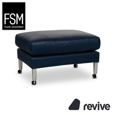 FSM Clarus Pouf En Cuir Bleu
