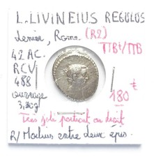 Denier L.LIVINEIVS REGVLVS R/ Modrius entre deux épis Rome 42AC RCV.488 3gr80
