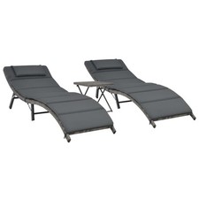 Ensemble de Chaises Longues Pliables 3 pcs Résine Tressée Transat vidaXL