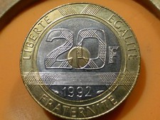 20 FRANCS - MONT SAINT MICHEL - 1992 ( V OUVERT, 5C) - RARE QUALITE SUP++ !