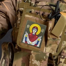 PATCH VIERGE MARIE PROTECTRICE ICÔNE ORTHODOXE BRODÉE 7.7x9CM RELIGIEUX SCRATCH