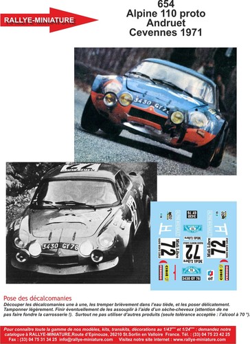 Decals ref 0654 alpine - 1/24,