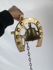 Cloche de porte murale doré en fonte forme fer à cheval Vintage 