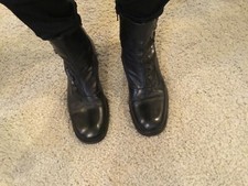 Calvin Klein Black Leather Ankle Boots button decorations zips on side 40 1/2 