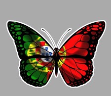 STICKER DRAPEAU PORTUGAIS PORTUGAL butterfly AUTOCOLLANT PAP007