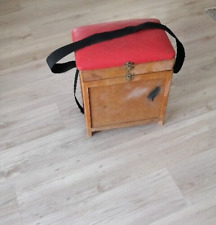 Vintage tabouret siège deux casiers de rangement coffre bois pêche pécheur