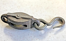 Ancien Outil ancienne poulie fonte de fer et laiton  -  collection curiosité