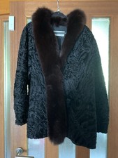 Beau manteau / veste ASTRAKAN NOIR et cuir fourrure