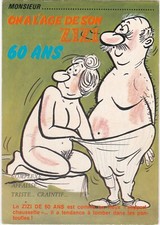 G1818 ILLUSTRATION - HUMOUR - HOMME/FEMME NUS - FEMME CHERCHE SON ZIZI - 60 ANS