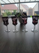 4 Verre en Cristal Soufflé / Couleur Coloré A Identifié 