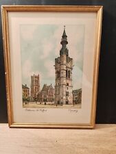 GRAVURE Signé BARDAY Lille Le Beffroi  Encadré Très Bel État A Saisir 