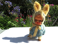 BEBE-LAPIN-CELULOID-AUTOMATE-JOUET  MECANIQUE-MAX CARL ORIGINAL-ANCIEN -AVEC CLE