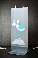 Baby Shower It's a Boy Stork Hand Made Flat Candle,Gift Idea,no drip,no smoke