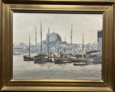 René Marie Dujardin Peinture Carton Paysage Istanbul Turquie Tableau Bosphore