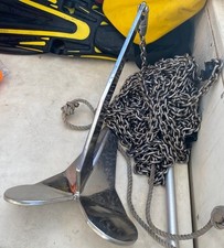 Ancre inox Delta 12 kg + chaîne inox 6 mm (30 m) + émerillon inox – Excellent ét