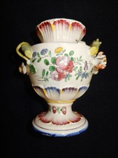 ANCIEN PETIT VASE EN FAÏENCE MONTPELLIER ??? PEINT A LA MAIN BARBOTINE 