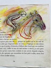 KOSTIA TERECHKOVITCH Aquarelle Originale Hippisme Chevaux 1964 TBE RARE !