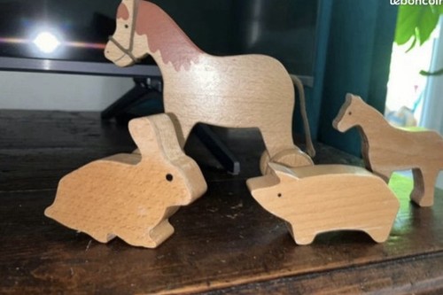 Lot animaux bois cheval - lot,