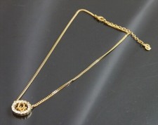 Authentique collier Christian Dior logo vintage métallisé #5874