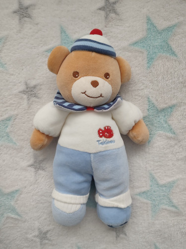 Doudou peluche ours - , bleu