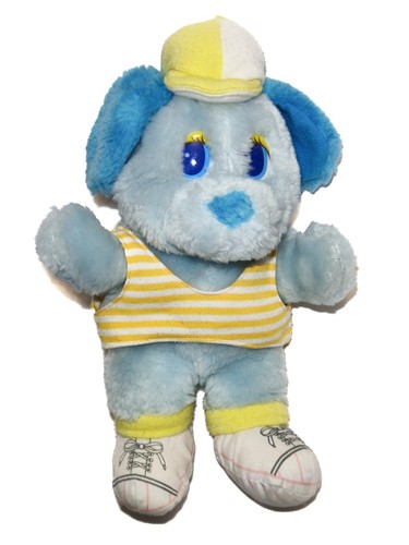 Vintage peluche chien bleu - chien,