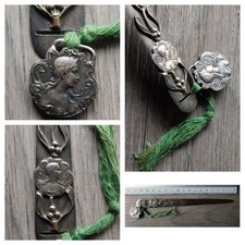 Coupe papier Art nouveau 1900 - Décor de femme et gui - Ouvre lettre ancien 